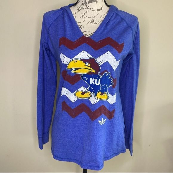 adidas Tops - ADIDAS Kansas KU Jayhawks hooded shirt S